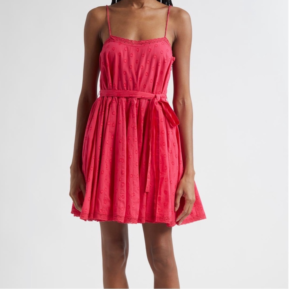 NWT Ulla Johnson Beatriz Dot Jacquard Cotton Dress in Cosmos size 8